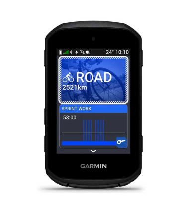 Garmin Edge 550 vista frontal pantalla de inicio Road con datos de entrenamiento