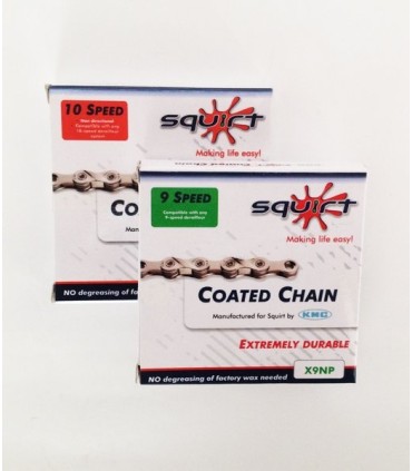 Cadena KMC con cera Squirt Lube 9V - 10V - 11V